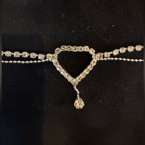 Rhinestone Heart ANKLET silver jewelry diamond ankle body gift adjustable gold